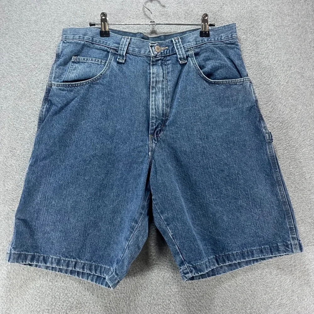 Vintage Wrangler Carpenter Denim Shorts Set Mens 33 Blue 100% Workwear Utility